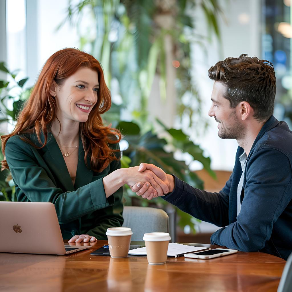 Abigail in an ongoing advisory session with a client